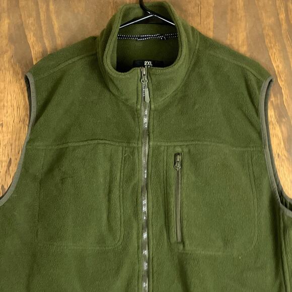 Zero Foxtrot Men Vest Green Fleece Full Zip Gilet Utility Outdoors Polyester 2XL - Picture 2 of 12